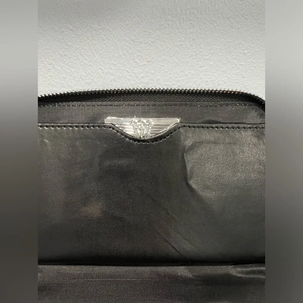 BUCKLE DOWN NWT Disney Long Zip Around Black D Logo Wallet Small Smudge In Photo